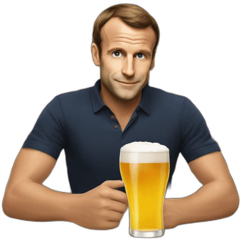 Macron avec une bière emoji