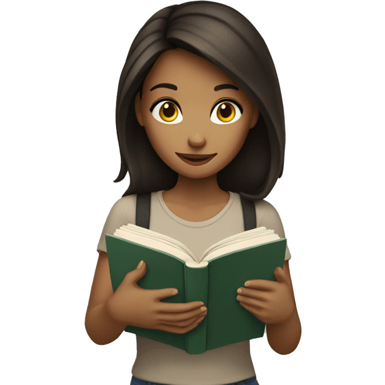 Brunette girl reading  emoji