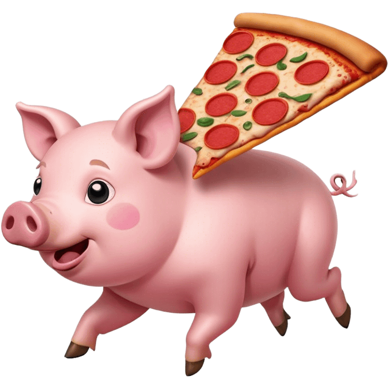 Pig flying delivering a pizza emoji