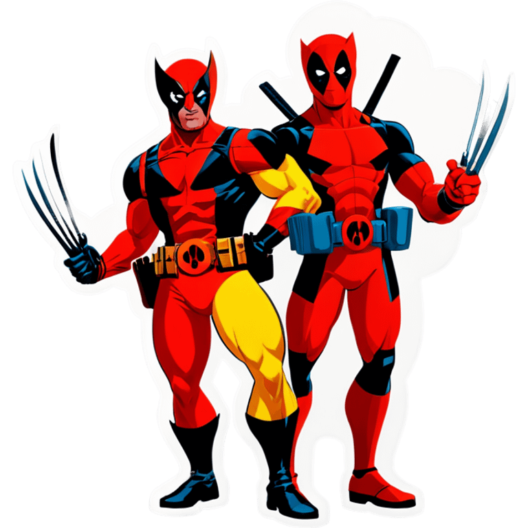 Wolverine and deadpool in a retro acade  emoji