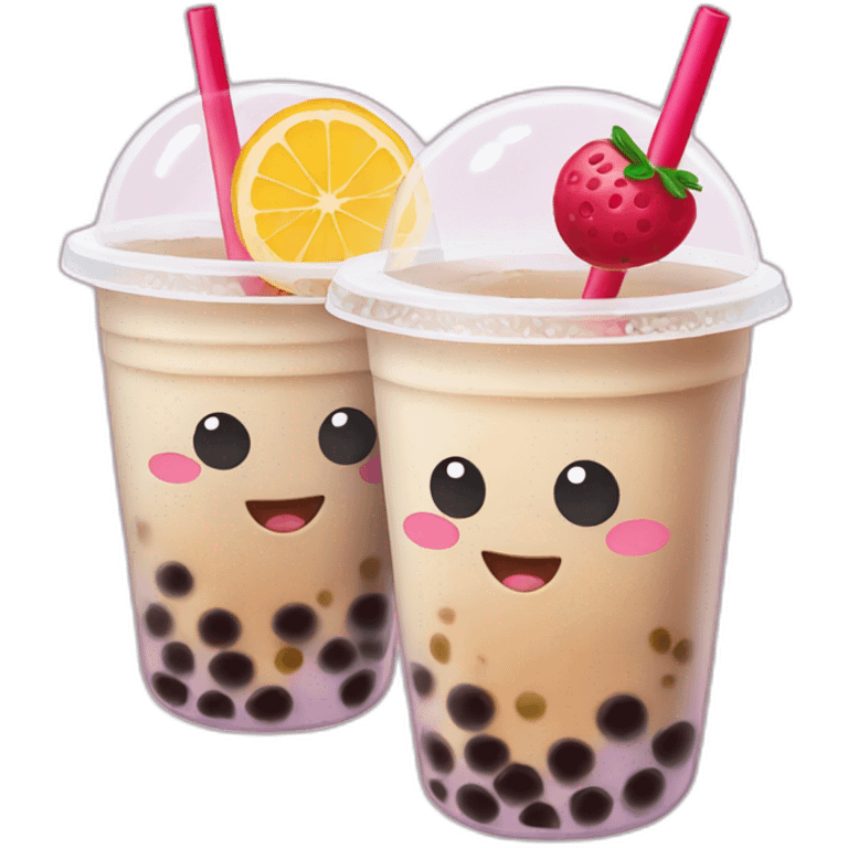 Two bubble tea fans emoji