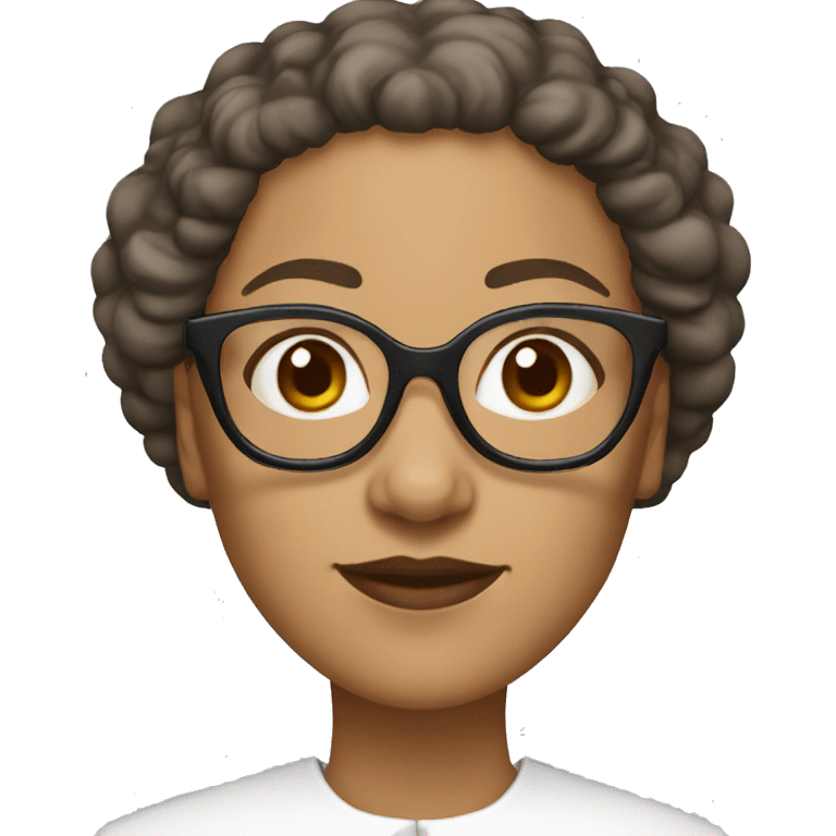 Female nun with medium skin tone and curly hair wearing spike Lee glasses emoji