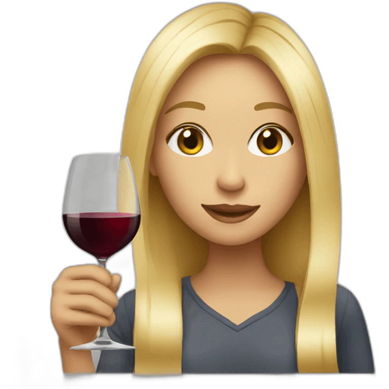 blonde girl with wine emoji