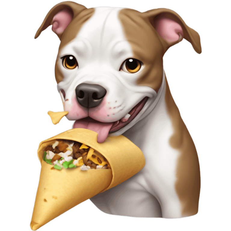 Pit bull dog eating burrito  emoji