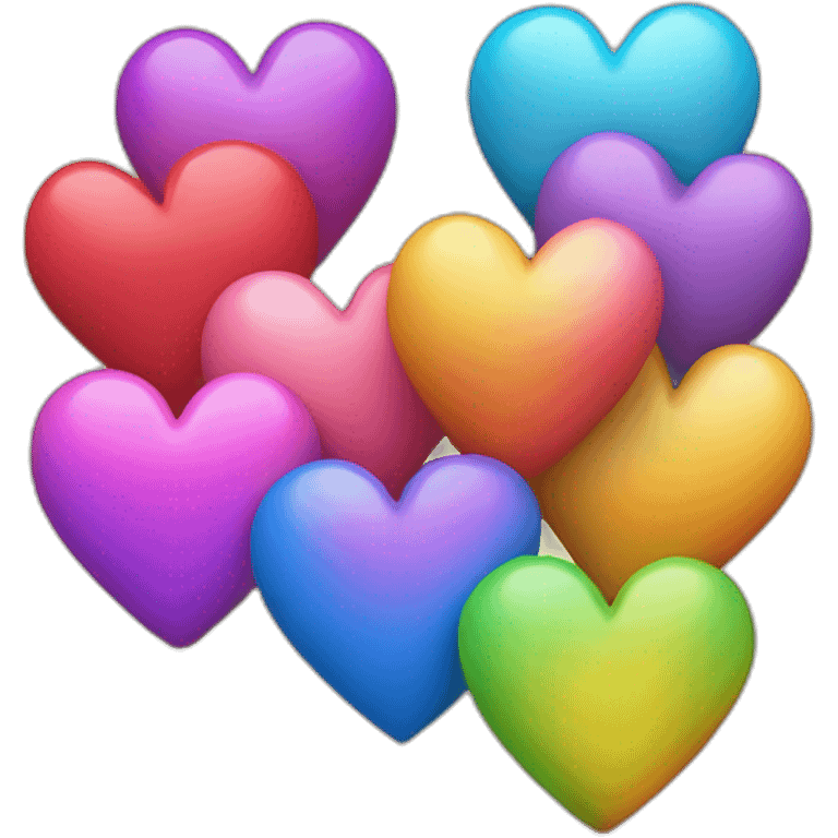 Cuatro Corazones muchos arcoiris contentos sonriendo emoji