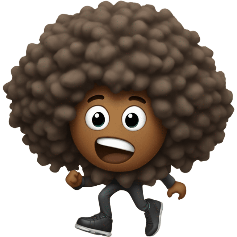 A pile of Poo with Afro hair and 2 legs running emoji