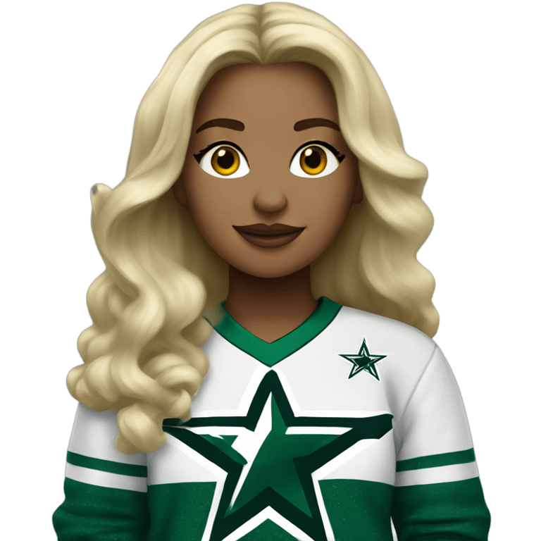 Blonde girl wearing Dallas Stars sweater emoji