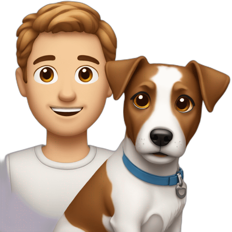 Brown haired Man with jack russell terrier dog emoji