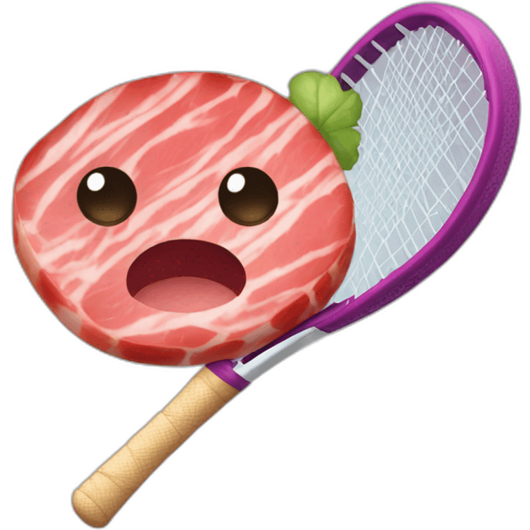 Kawaii jamon with tennis racket emoji