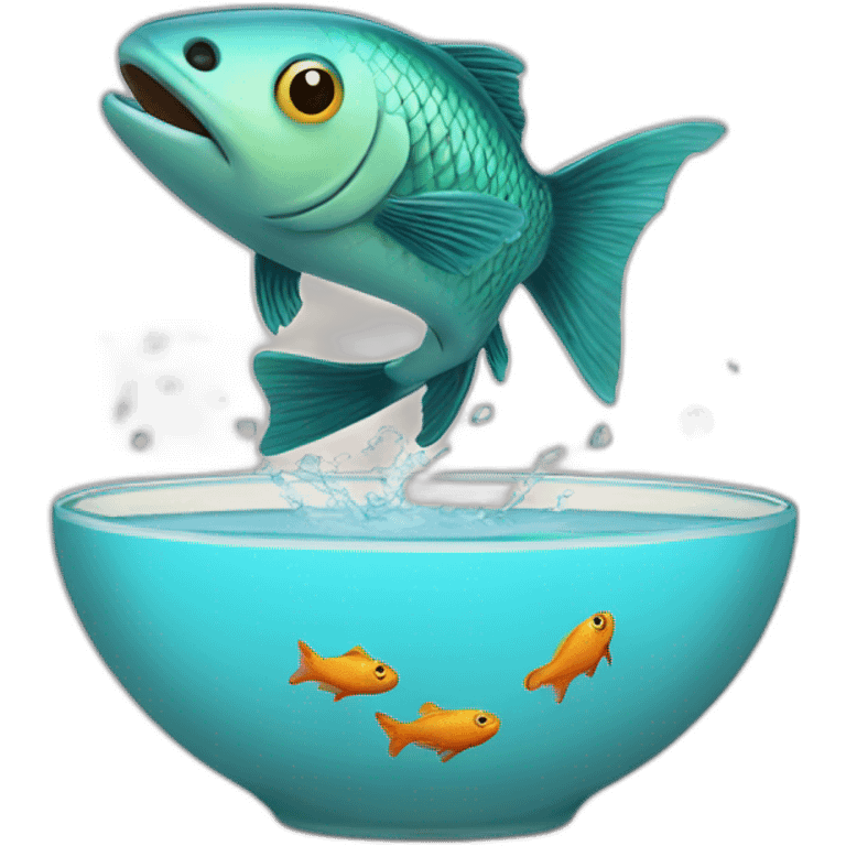 jumping fish out of bowl emoji