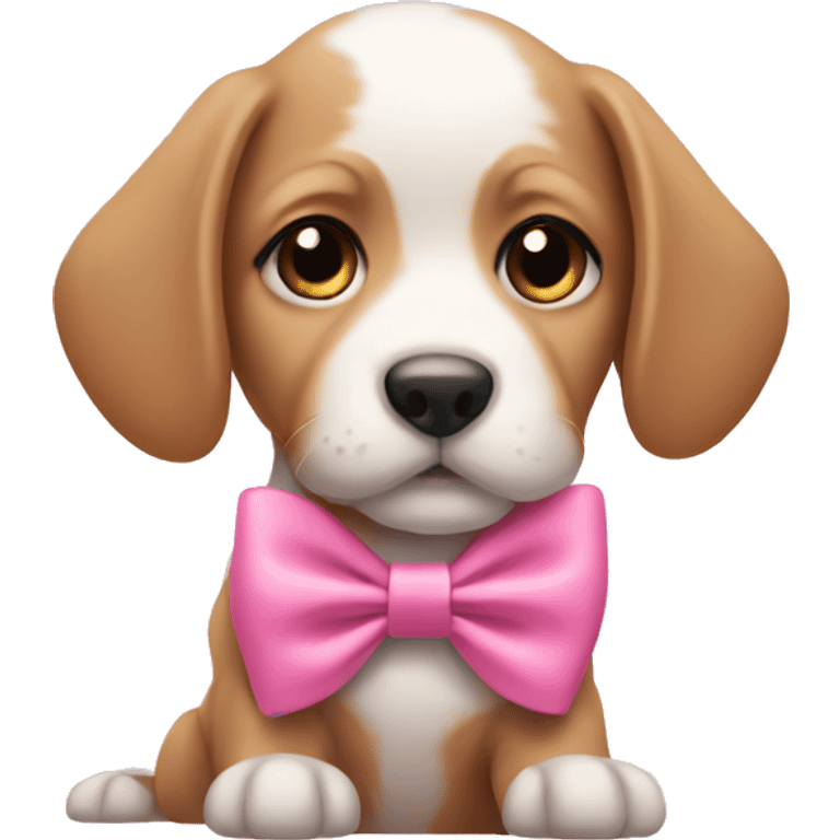 Puppy wearing a pink bow emoji