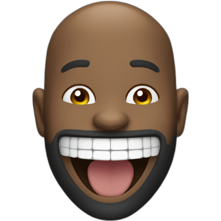 Black Bald man with big beard laughing emoji