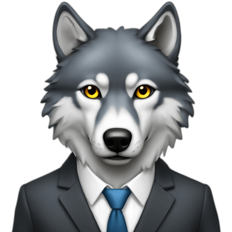 wolf with suit and dollar sign eyes emoji