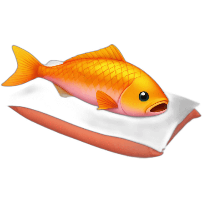 poisson qui dort sur un oreiller rose emoji