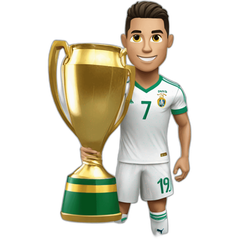 cristiano ronaldo con la copa mundial emoji