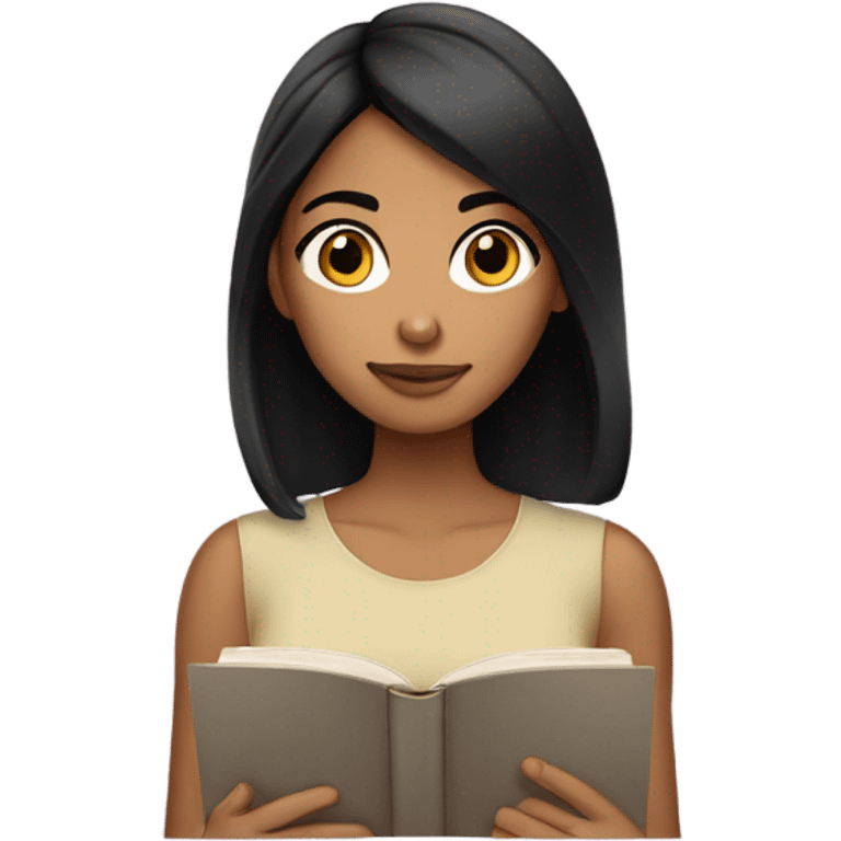 olive skin tone girl with black hair reading emoji