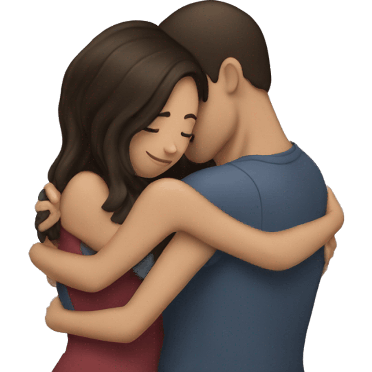 brunette couple hugging emoji