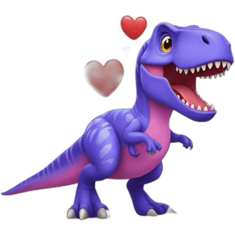 t-rex with hearts emoji