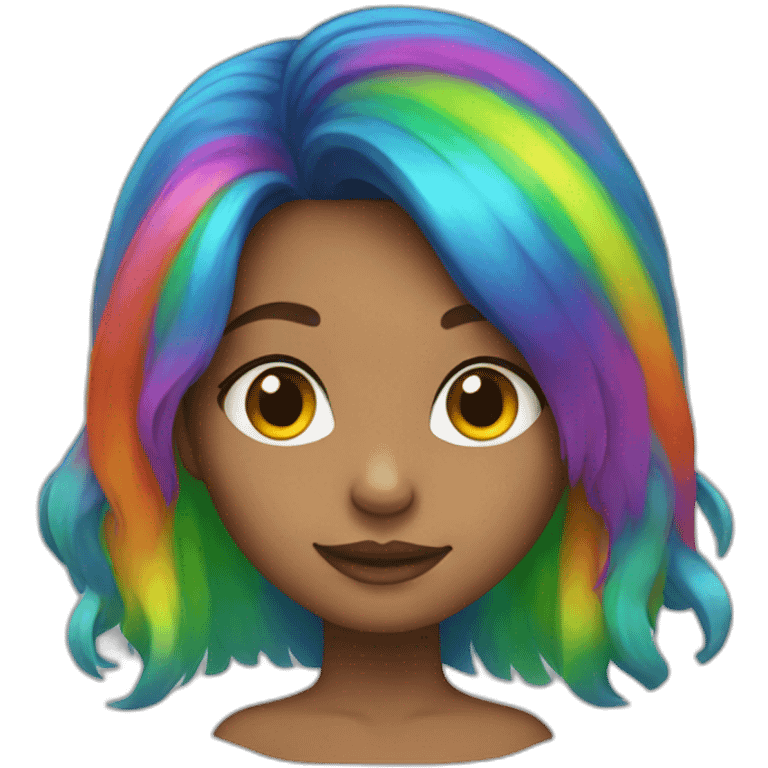 Girl with rainbow hair emoji