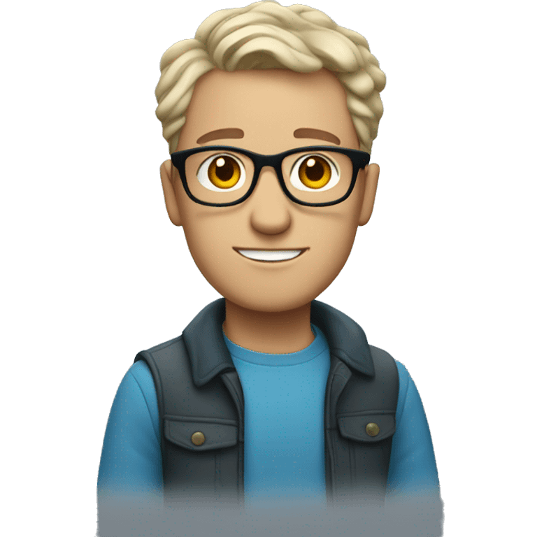 white guy with wavy short hair and blue glasses emoji