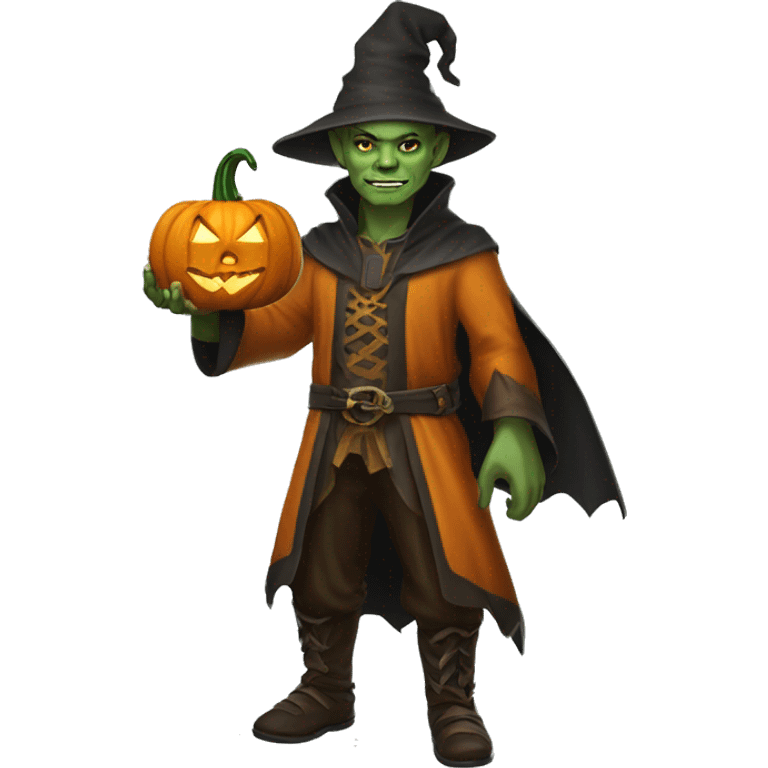 half-orc male wizard necromancer pumpkin emoji