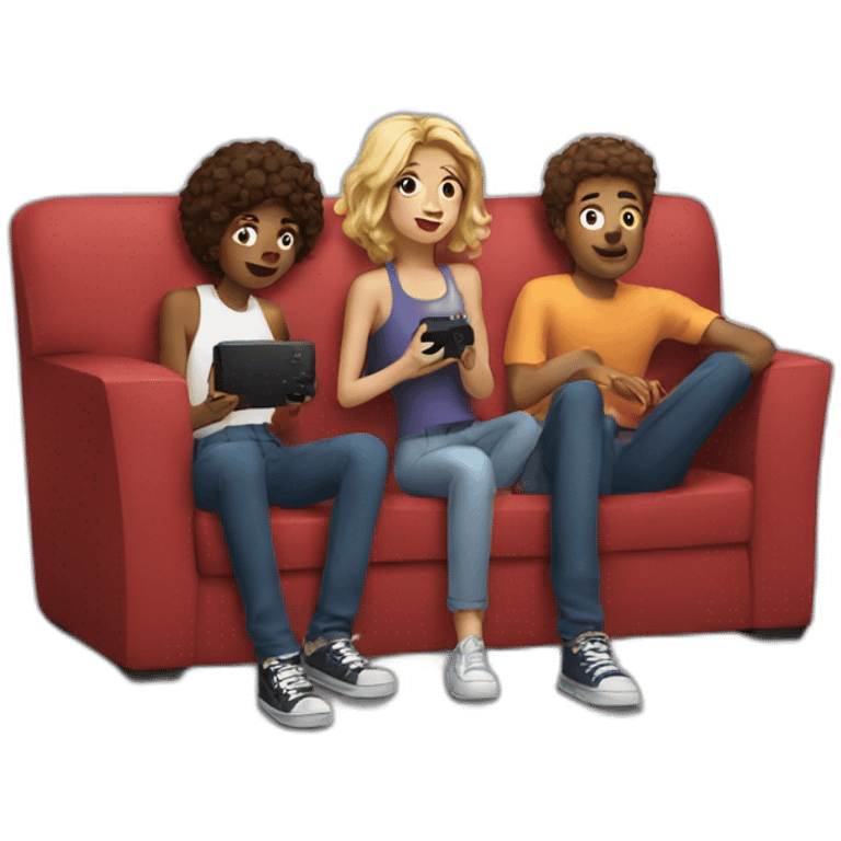 a group of friends watching tv emoji