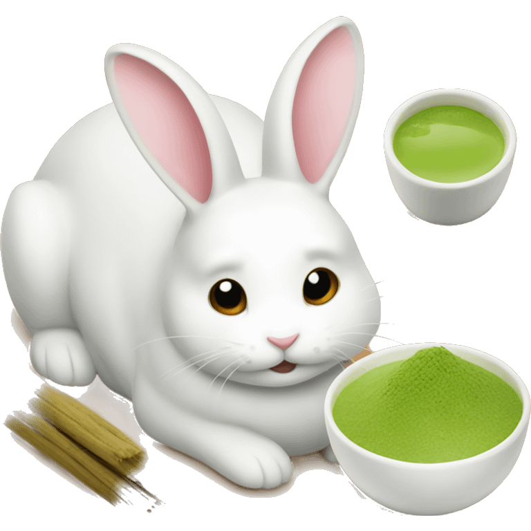 Rabbit with matcha emoji