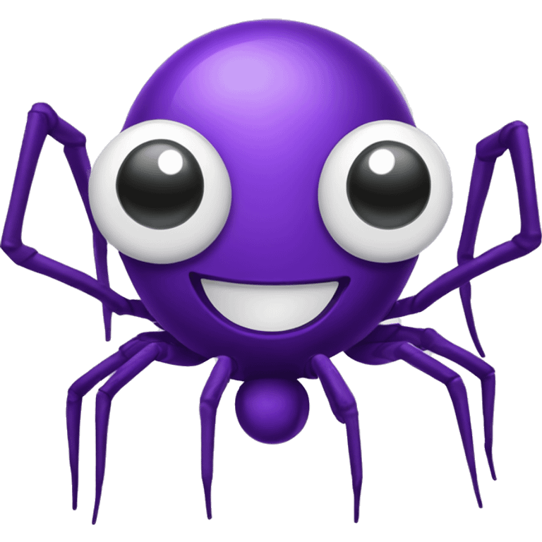 A happy and cute spider mascot. The spider should have a cheerful face and a non-threatening appearance. It should have a sleek, futuristic design with some elements representing technology and data. it has to be purple. emoji