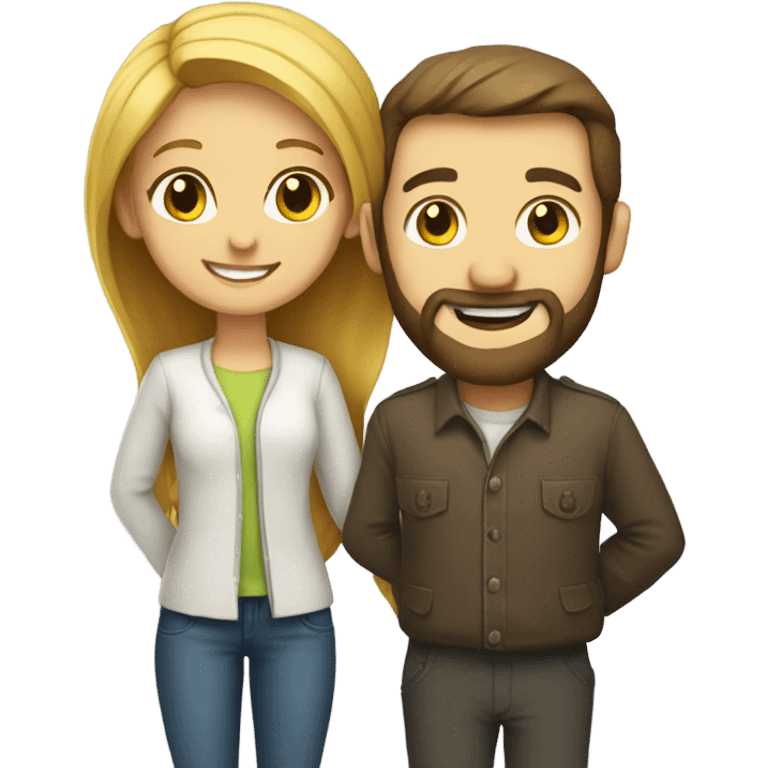 smiling girl with bearded man emoji