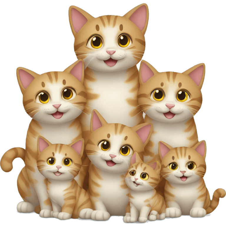 nine happy cats FAMILY emoji