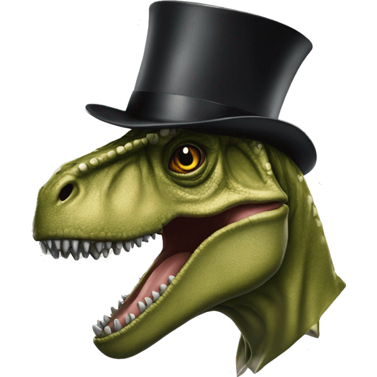 T-rex Wirth a top hat emoji