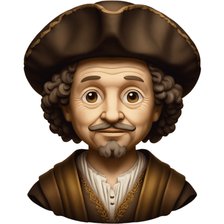 Cinematic Realistic Rembrandt Pop Culture Emoji, depicted with dramatic chiaroscuro reminiscent of the master, rendered with lifelike detail and moody historic lighting. emoji