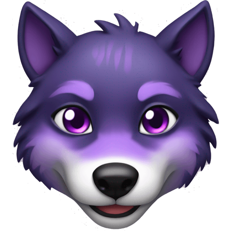 Purple wolf with black fur markings, smiling (Kemono:1.5) emoji