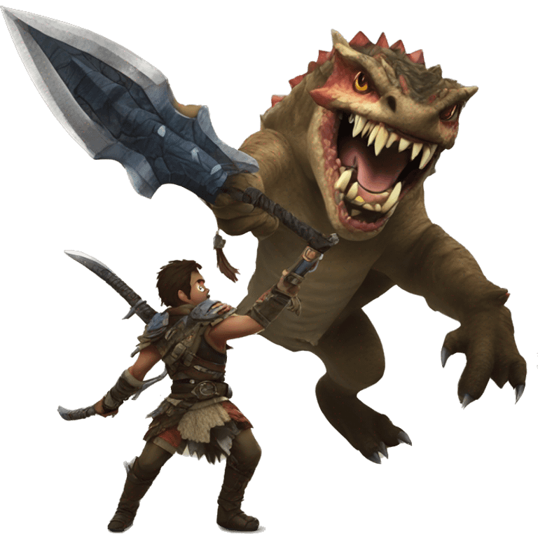 monster hunter slaying a beast emoji