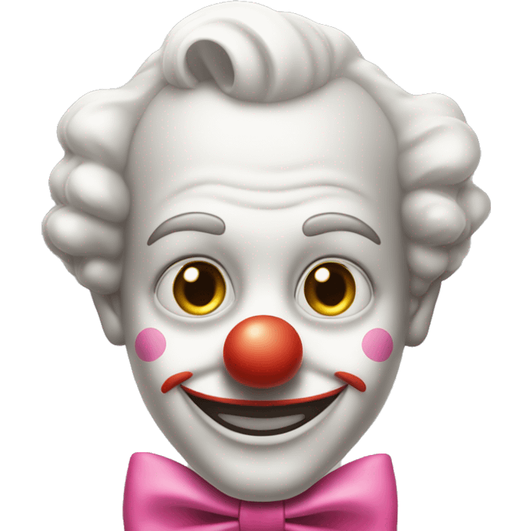 A clown face with a pink bow tie on the upper right if his head emoji