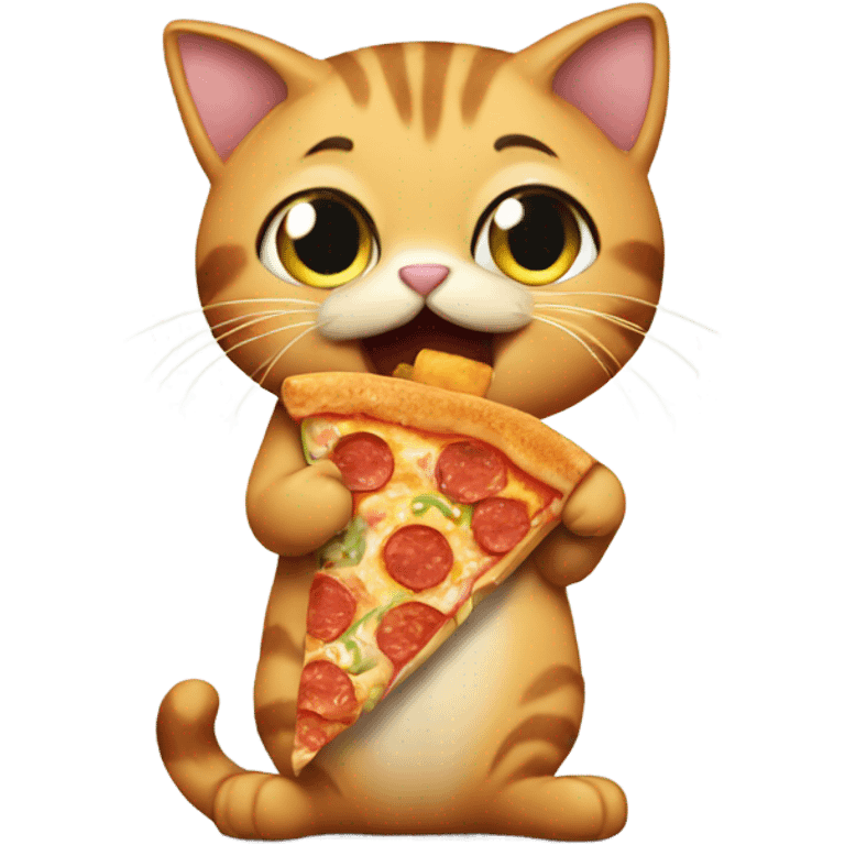 Cat eating pizza emoji