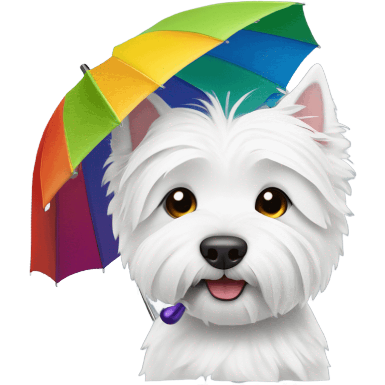 Westie with umbrella  emoji