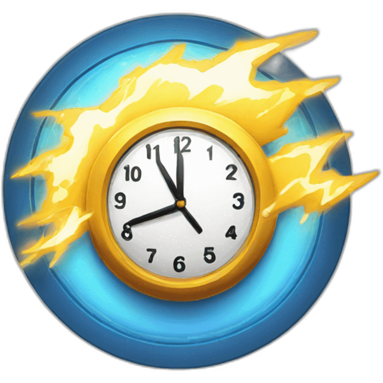 big lightning with clock emoji