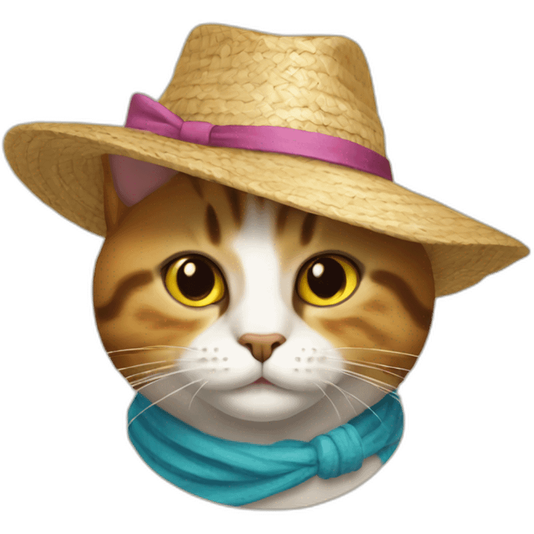 cat wearning strawhat emoji