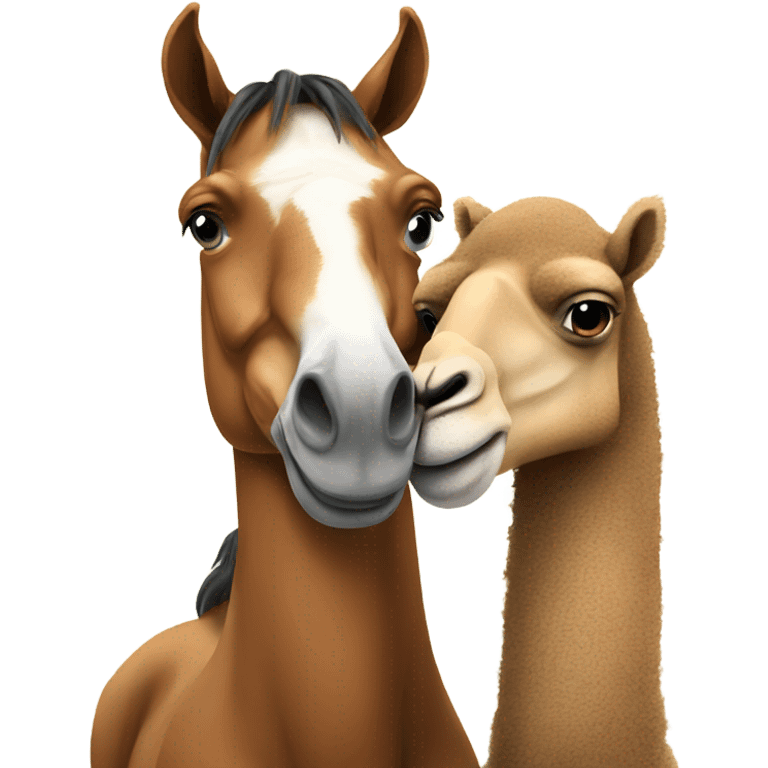 A horse hugging a camel emoji