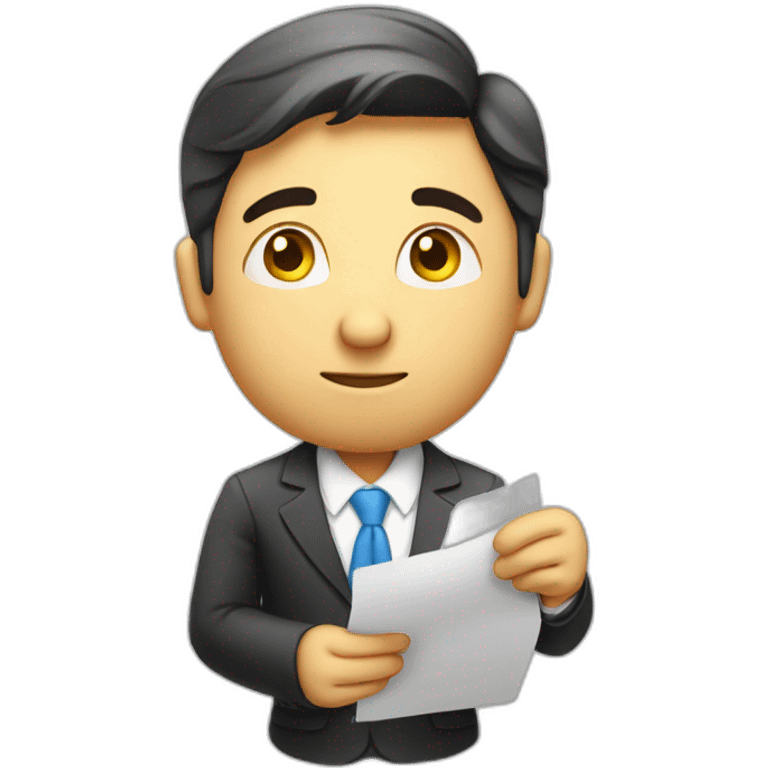 pensive business man checking balance sheets emoji