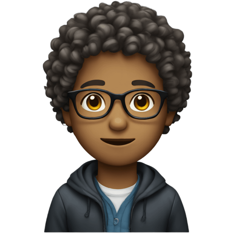 Curly hair boy with glasses emoji