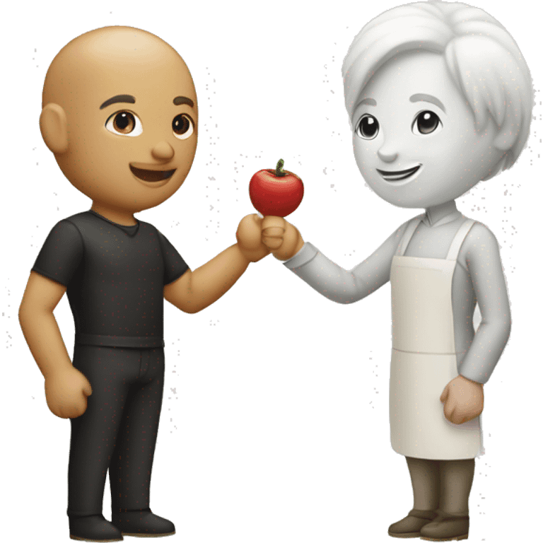 restaurant owner with white skin, and blogger with white skin, shaking hands in great detail emoji