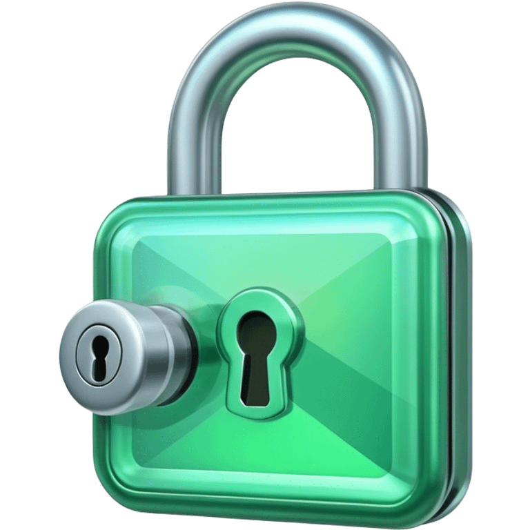 Holographic and glassmorphic green lock emoji