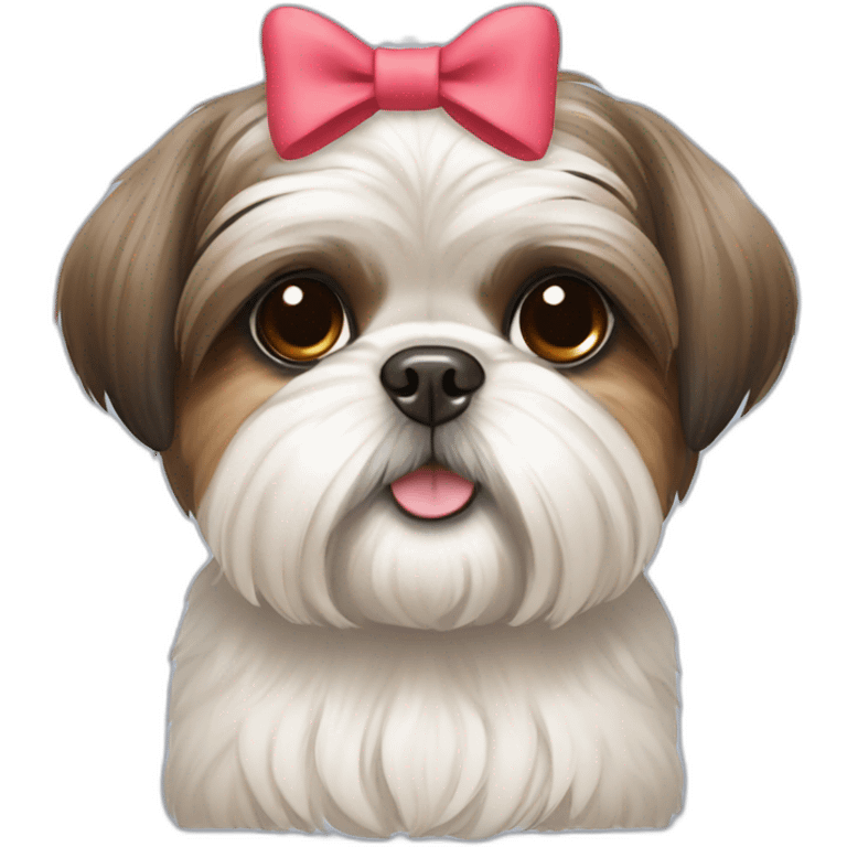 Dog Shih Tzu with a bow on his head full-body emoji