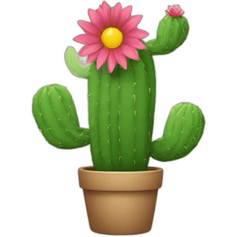 cactus holding a flower emoji