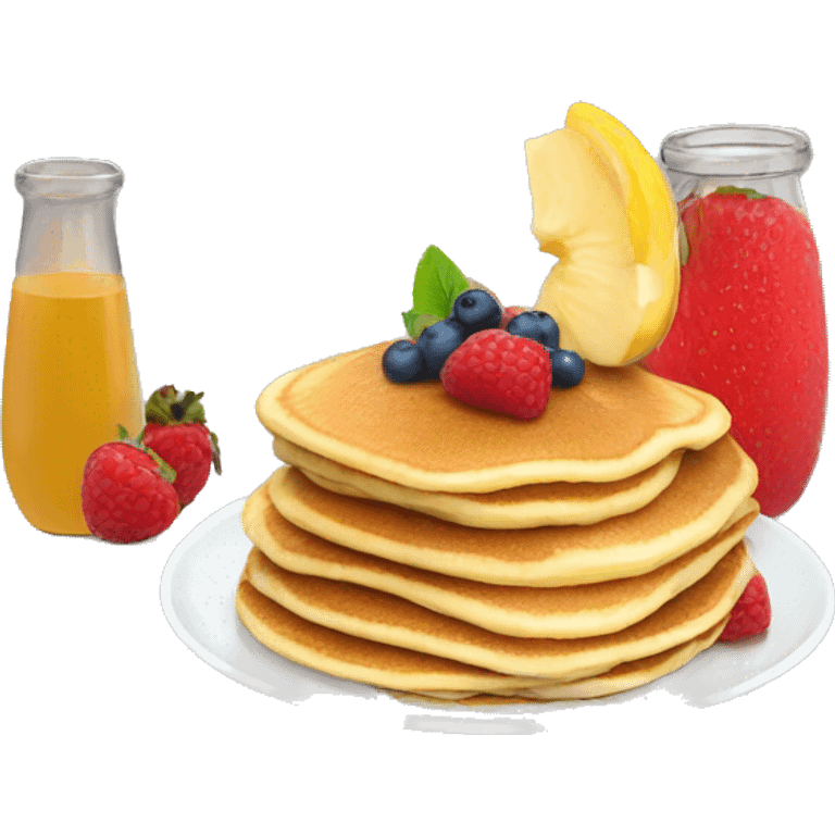 A couple pancakes with some fruit emoji