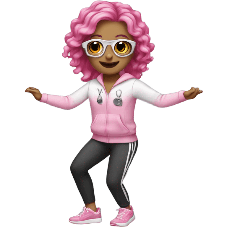 dancing-pink-haired-white-girl-tracksuit- and glasses  emoji