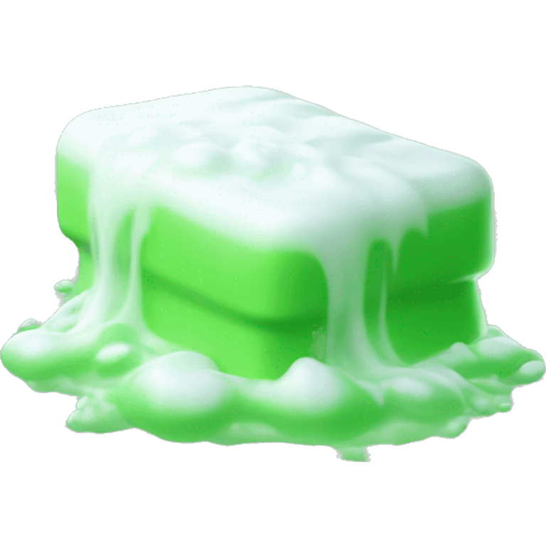 Bright green soap and lots of white foam emoji