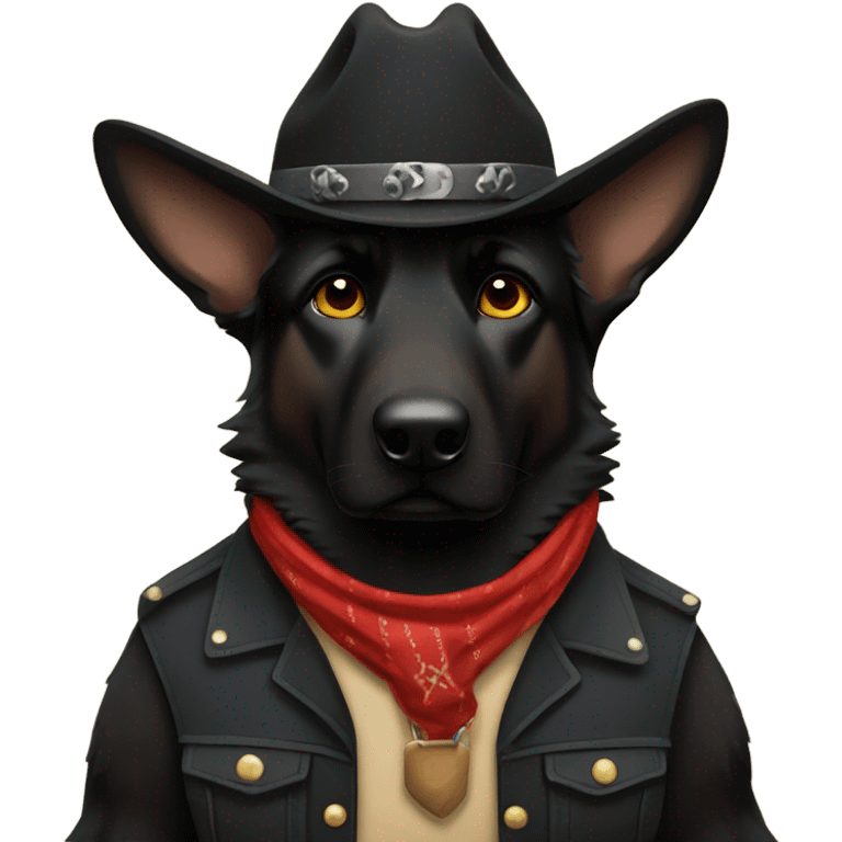 All black German shepherd cowboy  emoji